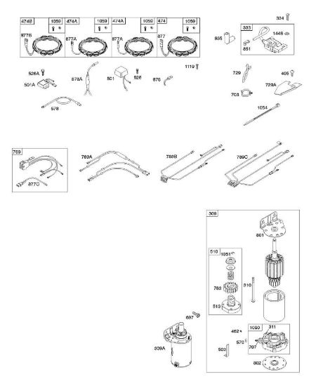 A - Generatore, fascio cavi, motorino di avviamento, accensione B&S - 40 €¦ 407777-0117-E1 brand Stihl